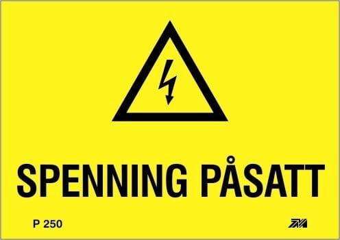 Melbye - Skilt PVC Spenning påsatt 210x148x1,5mm