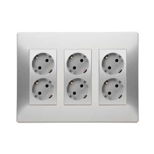 Kontakt-S - Stikk 6 veis m/barnevern innfelt  ALU