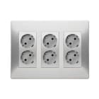 Kontakt-S - Stikk 6 veis m/barnevern innfelt ALU