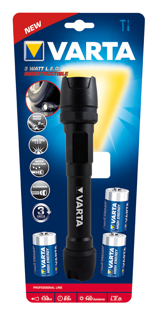 Varta - Lommelykt 3W LED uknuselig Varta