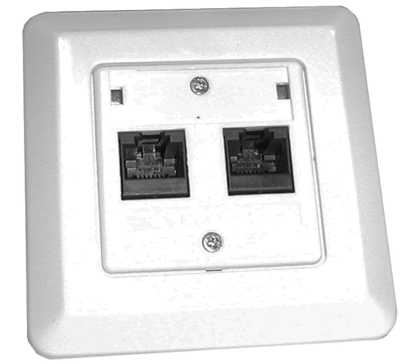 LANSE 3-PLAY - Veggkontakt 2XRJ45 UTP RETT M/