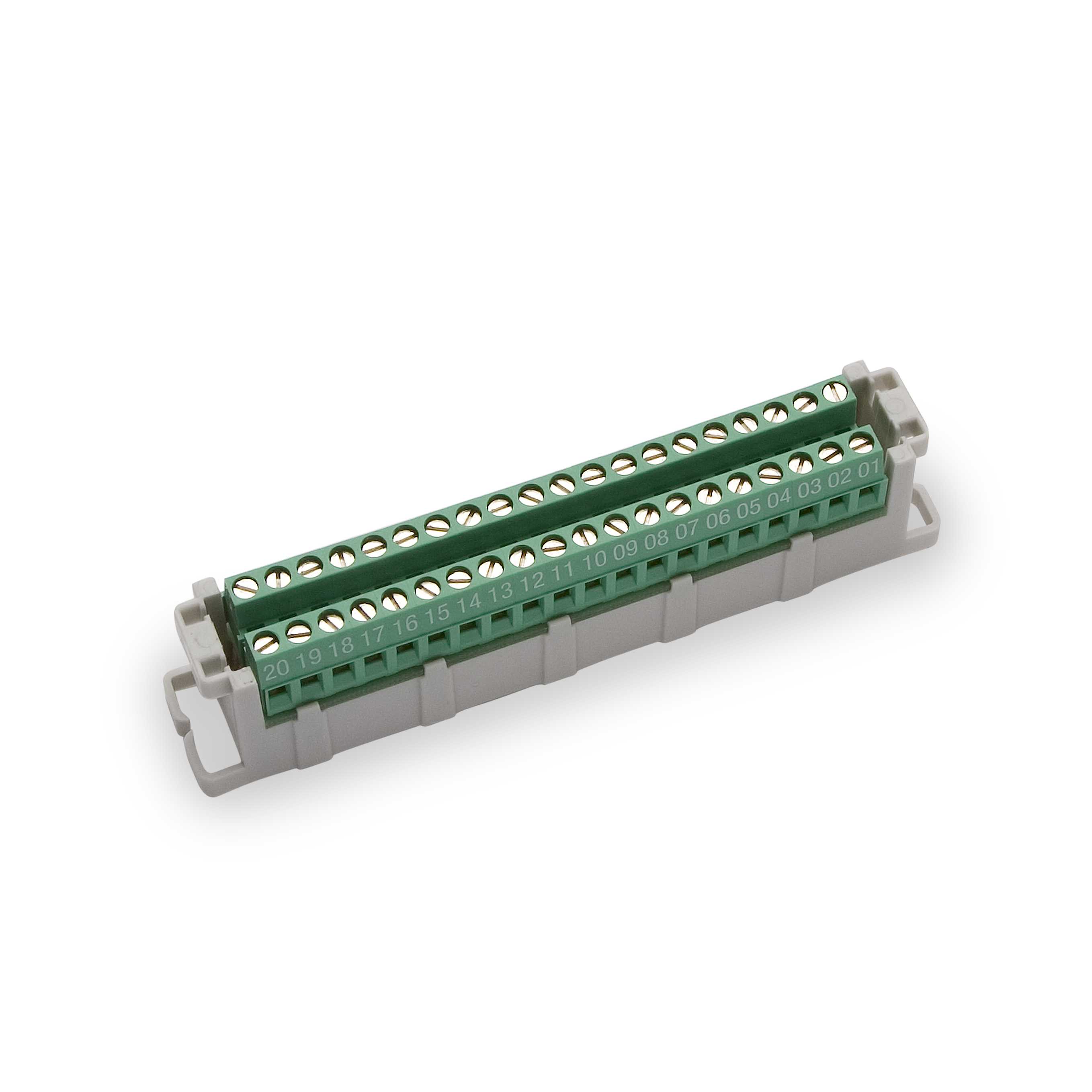 Ensto Nor AS - Nummerert koblingsplint 20pol skrue/skrue 2,5mm for tele og alarminstallasjoner.