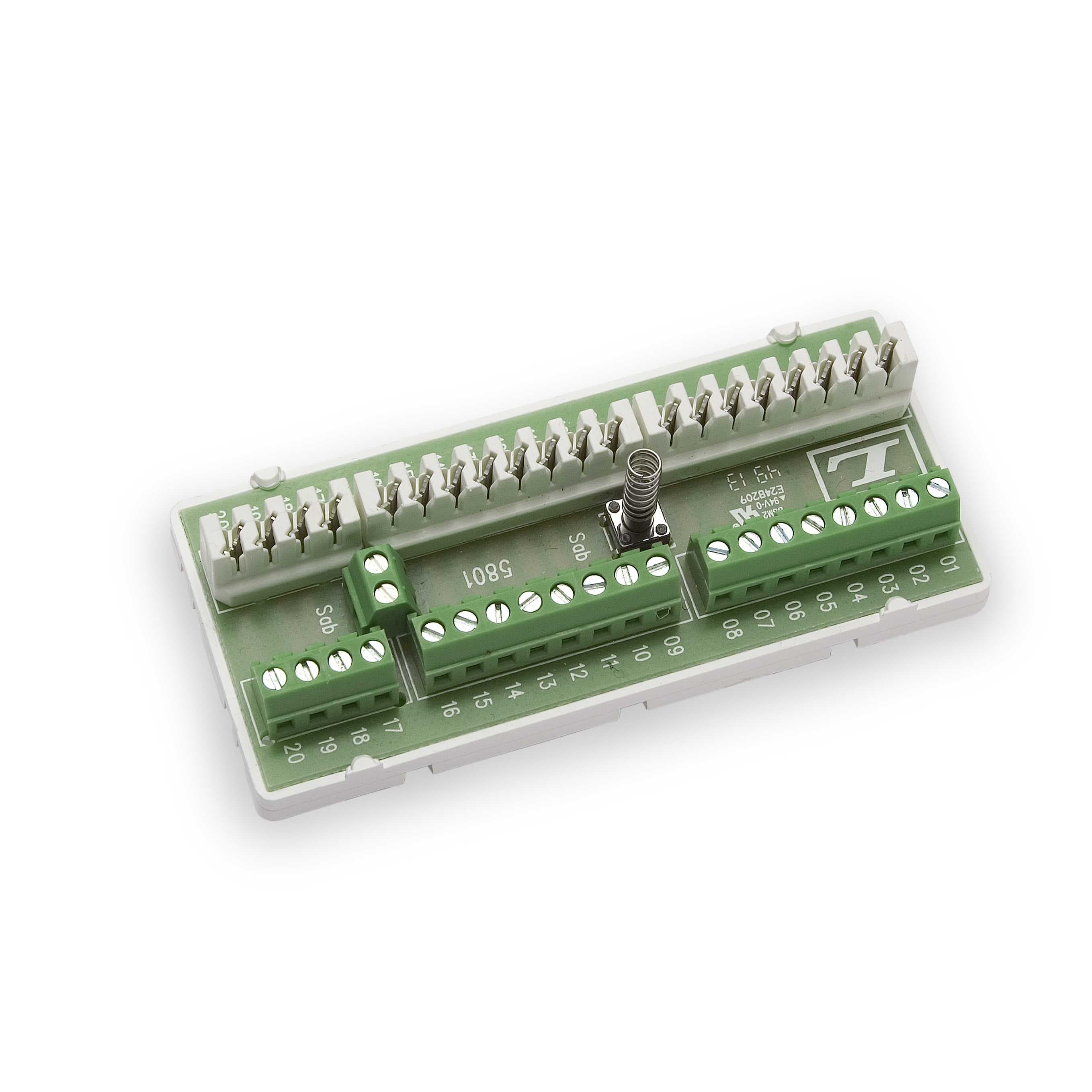 Ensto - Nummerert koblingsplint 20pol plint/skrue 0,65mm/1mm med sabotasjekontakt