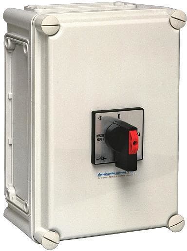 Kraus & Naimer - Nett/Aggregat vender 1-0-2, 4P/80A/30kW kapslet IP65, med 2xNO hjelpekontakter