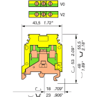 ABB Electrification - M 4/6.P - 4 mm jordingsklemme med skinnekontakt - 6 mm bredde, V2 grønn/gul