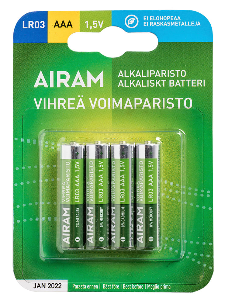 Airam - Batteri Green power LR03 AAA 1,5V 4-pack