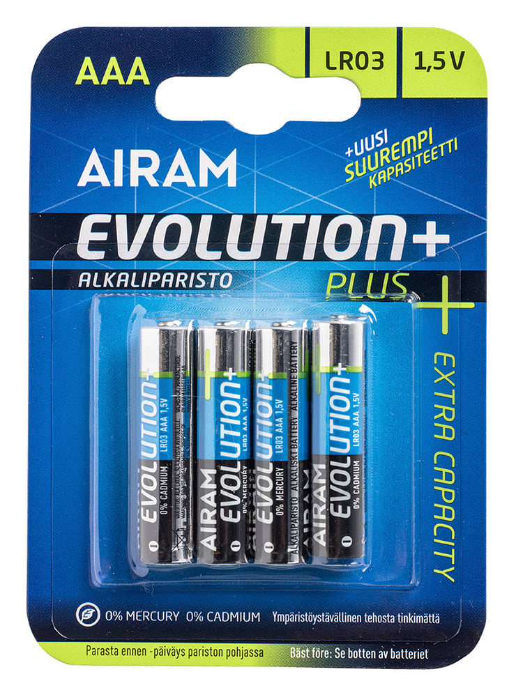 Airam - Batteri Evo Plus LR03 AAA 1,5V 4-pack
