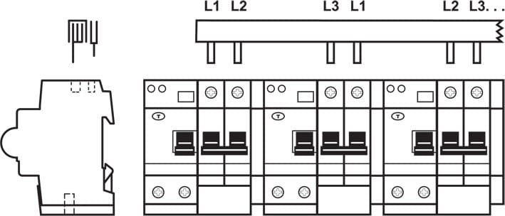 ABB Electrification - Samleskinne, L1, L2, _, _, H.. 28mod, 16mm2, DDA202, Toppmatet