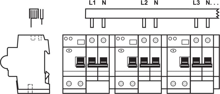 ABB Electrification - Samleskinne, L1, N, _, _, H.. 30mod, 16mm2, DDA202, Toppmatet