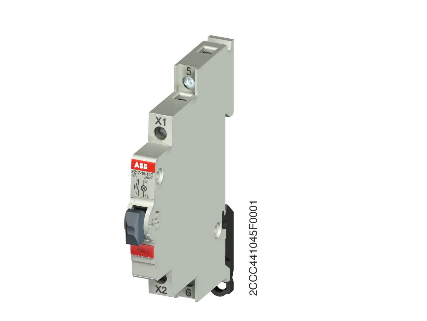 ABB Electrification - E217-16-01C, 16A, 1NC, RØD LED, 9mm, LED 115-250VAC, Un 250VAC