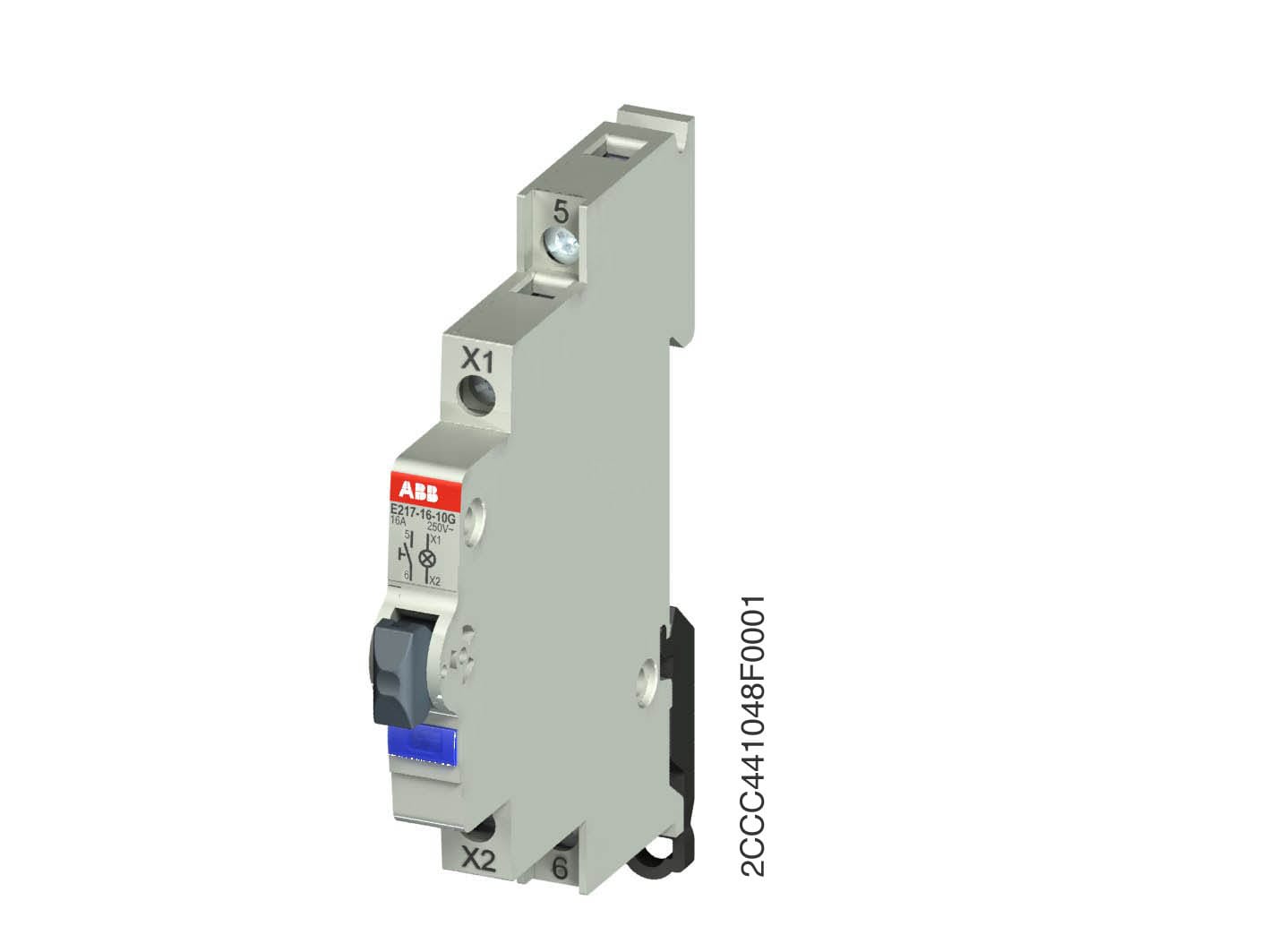 ABB Electrification - E217-16-10G48, 16A, 1NO, BLÅ LED, 9mm, LED 12-48VAC/DC, Un 250VAC