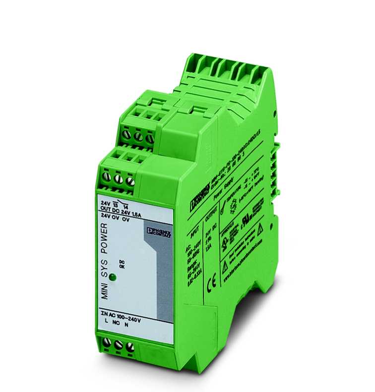Phoenix Contact AS - MINI-SYS-PS-100-240AC/24DC/1.5 STRØMFORSYNING FOR T-BUS