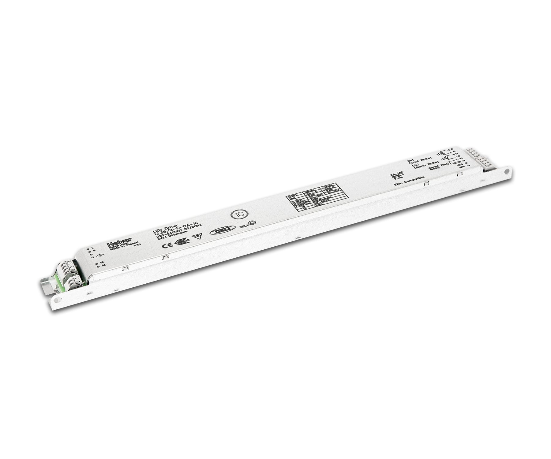 Helvar - LED driver 2x35w 350/700mA DALI og switch dim. Beregnet for styring av Tunable White.