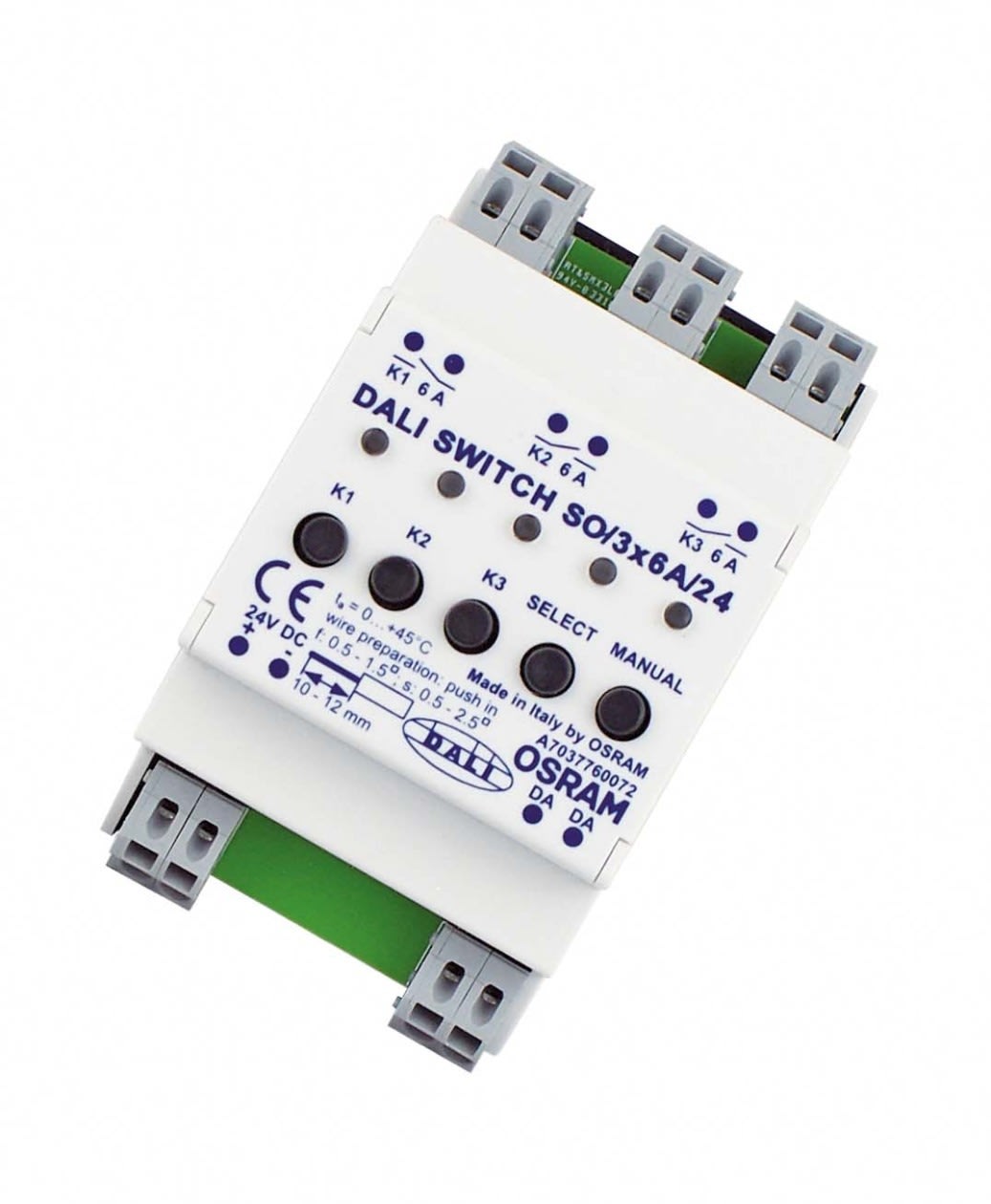 Osram - DALI SWITCH SO 3x6A/24, DALI-styrt 3-polt bryterblokk for DIN-skinne