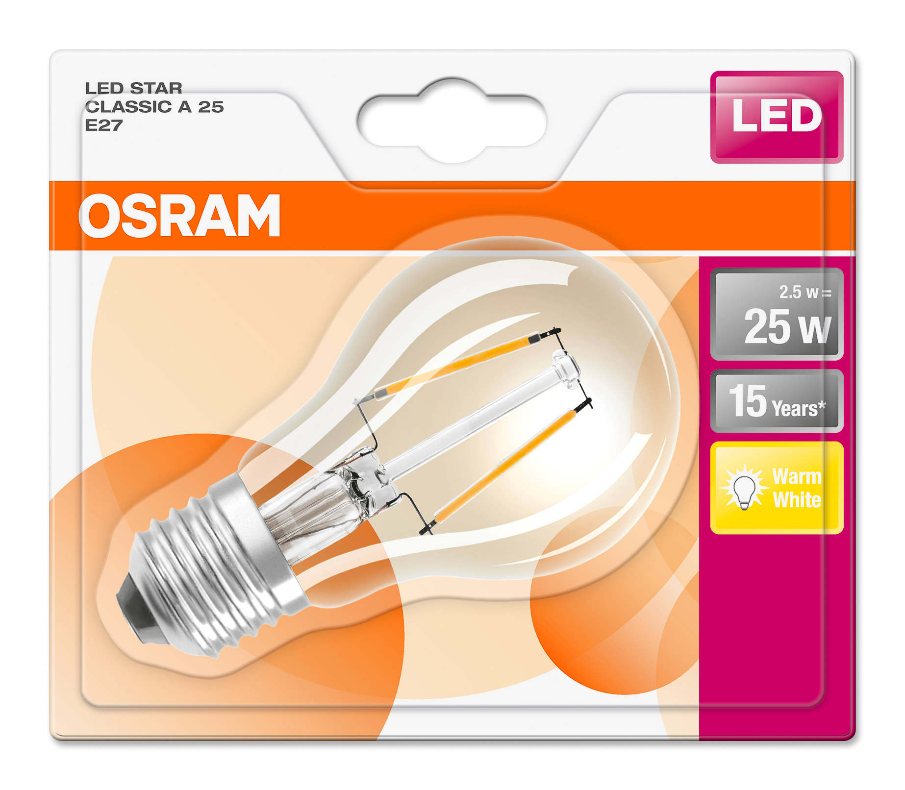 Osram - LEDpære CL A 25 2W KL E27