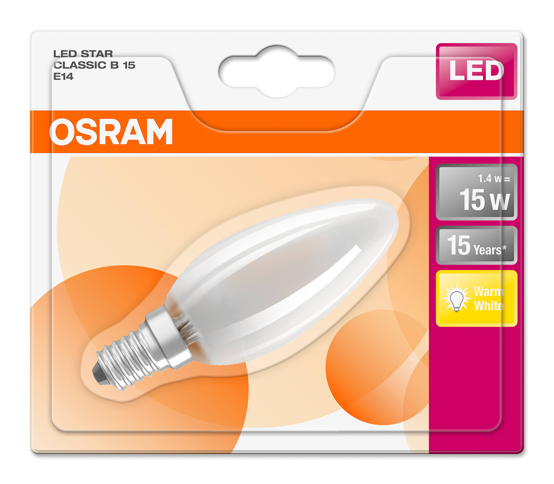 Osram - LEDpære CL B 15 1,4W MT E14
