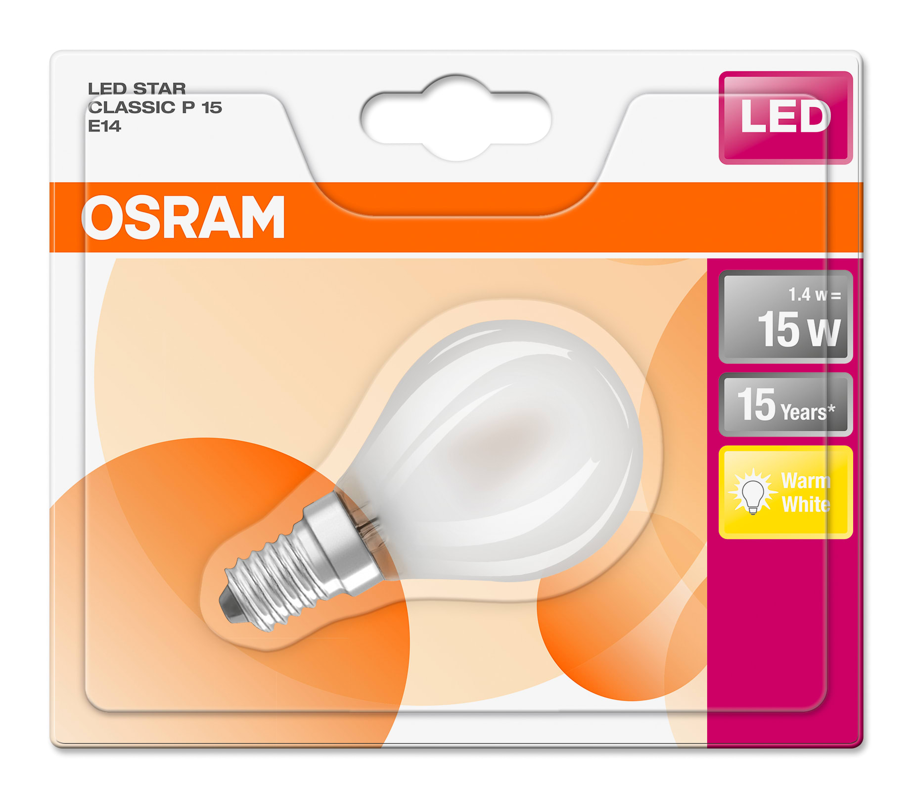 Osram - LEDpære CL P 15 1,4W MT E14
