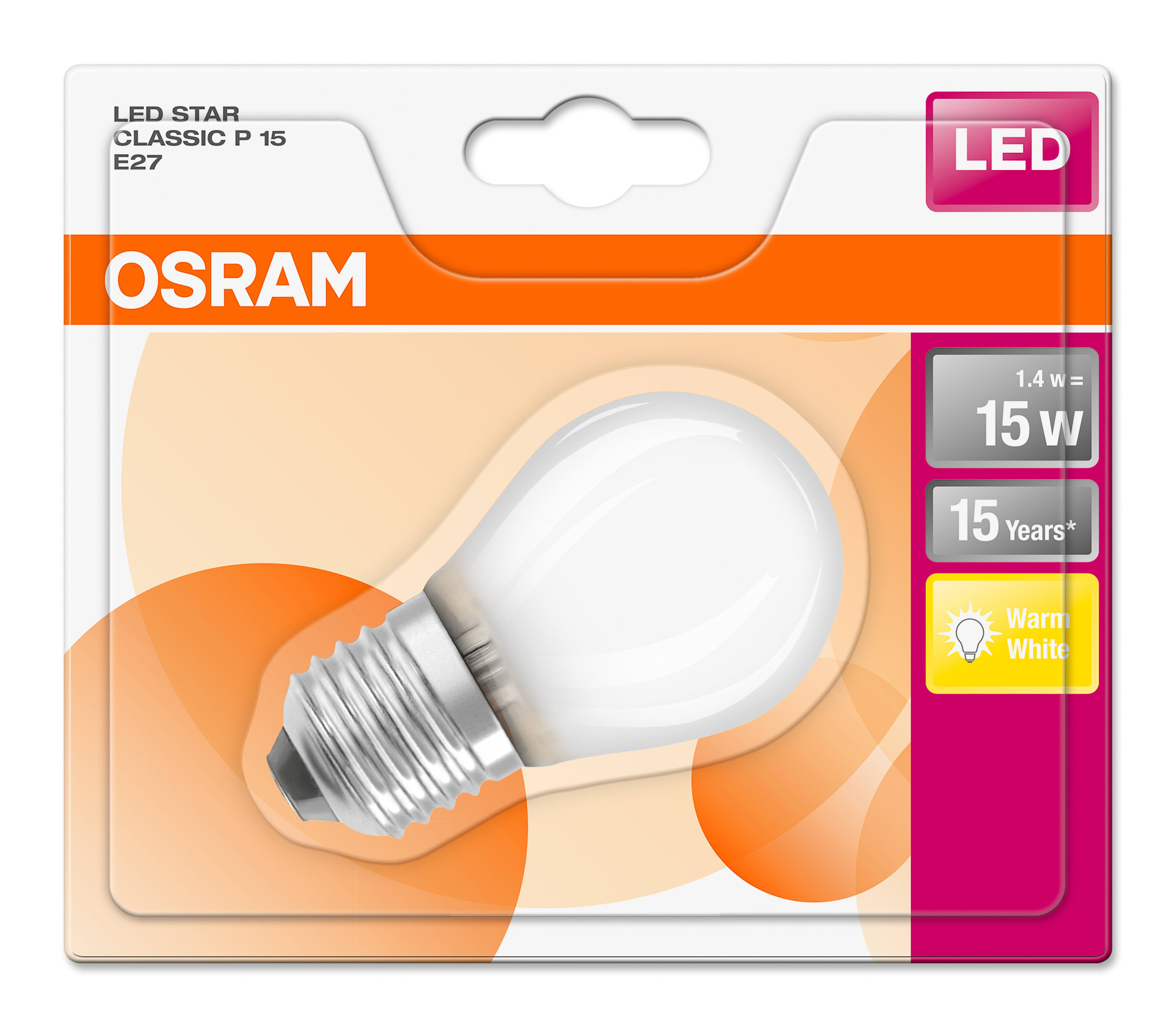 Osram - LEDpære CL P 15 1,4W MT E27