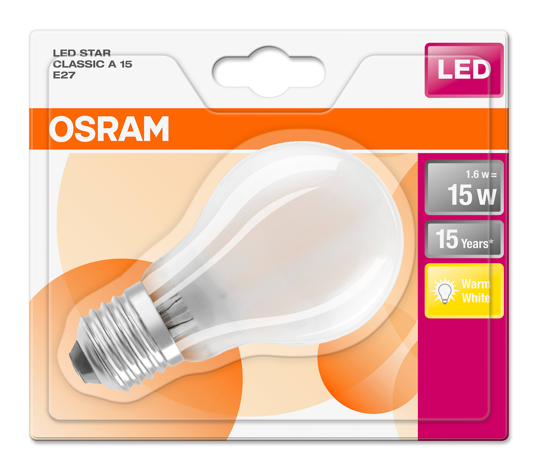 Osram - LEDpære CL A 15 1,6W MT E27