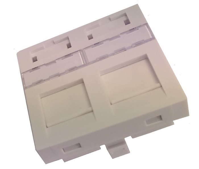 IKN AS - Brikke 45x45mm for 2xKeystone kontakt, med øyelokk