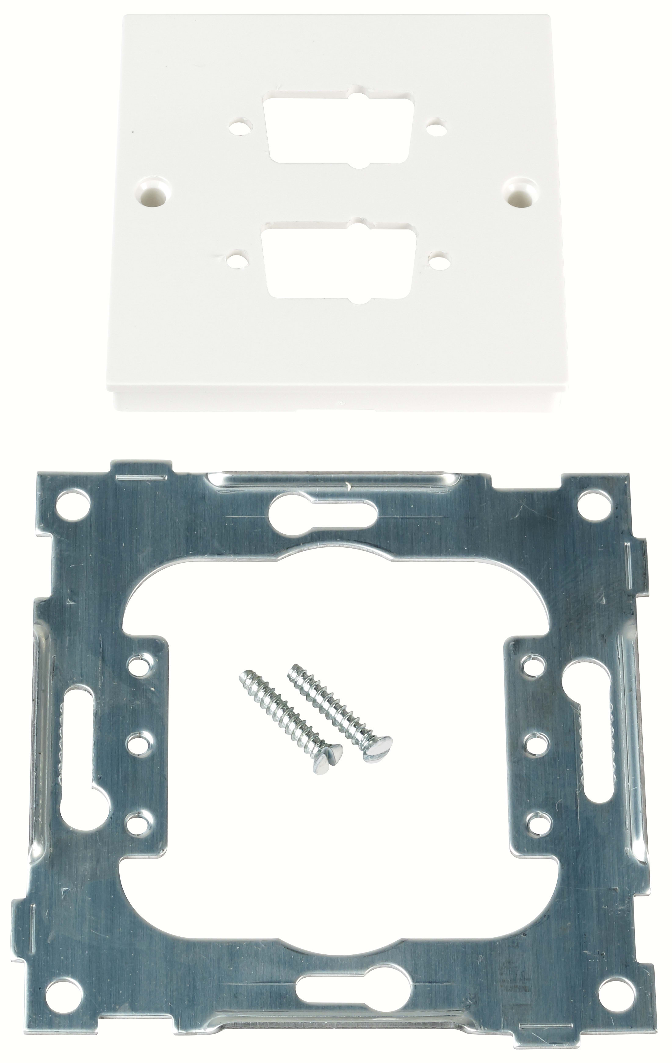 ELKO - L433/6 Enkel sentralplate for 2 x 9 pin D-SUB kontakt, Polarhvit.