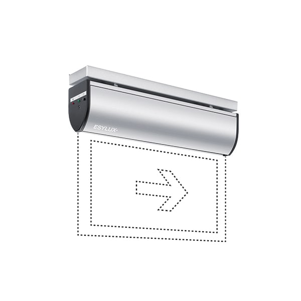 Esylux - Nødbelysning 3 t, LED-teknologi, selvtestende, Fail-Safe-kontakt, utenpåliggende takmontering