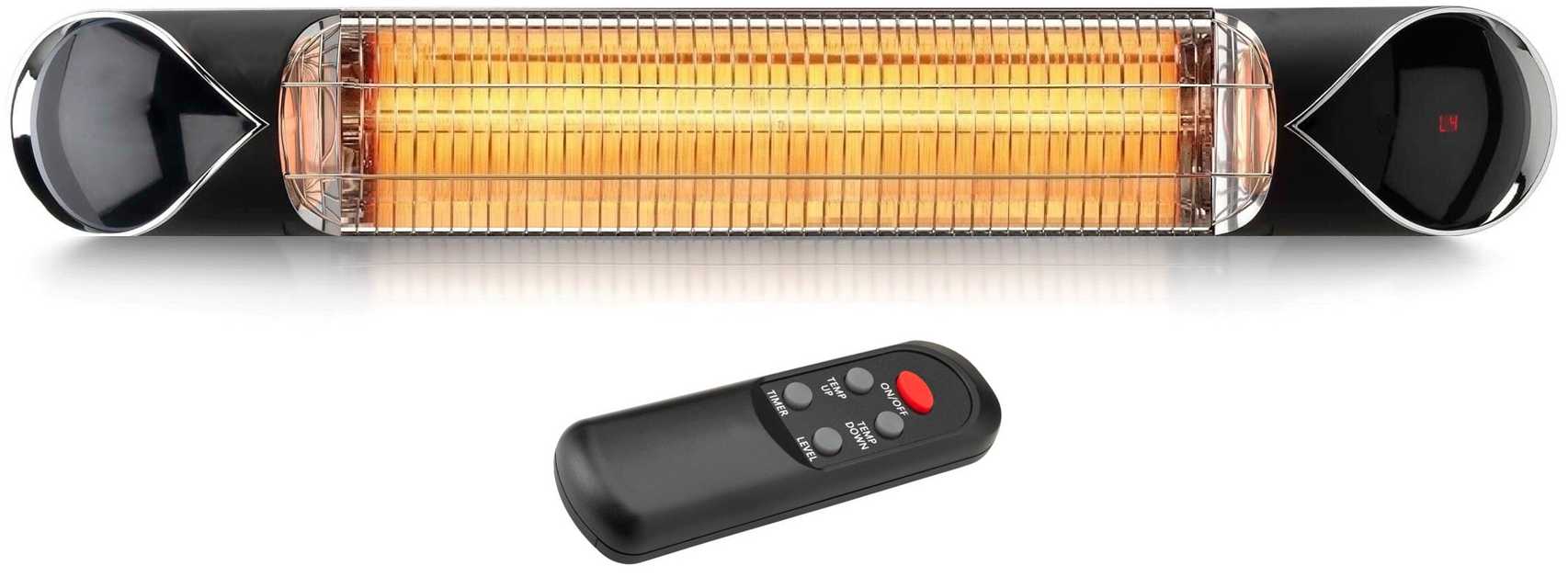 Wimpel AS - Terrassevarmer Hotsun 1500W Matt Sort IP55 Integrert Dimmer