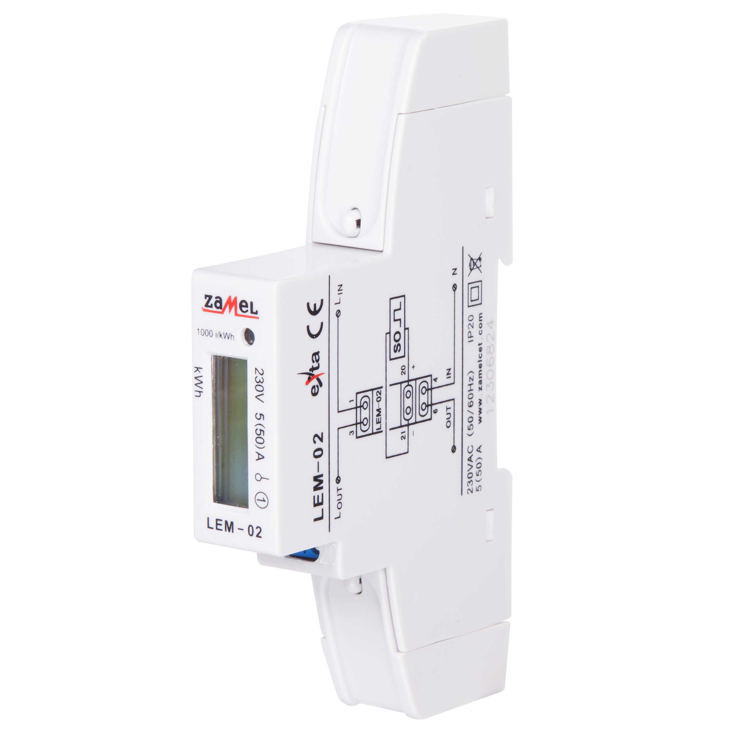 Zamel - Zamel LEM-02 230vAc, 5A, 1-fase, IP20