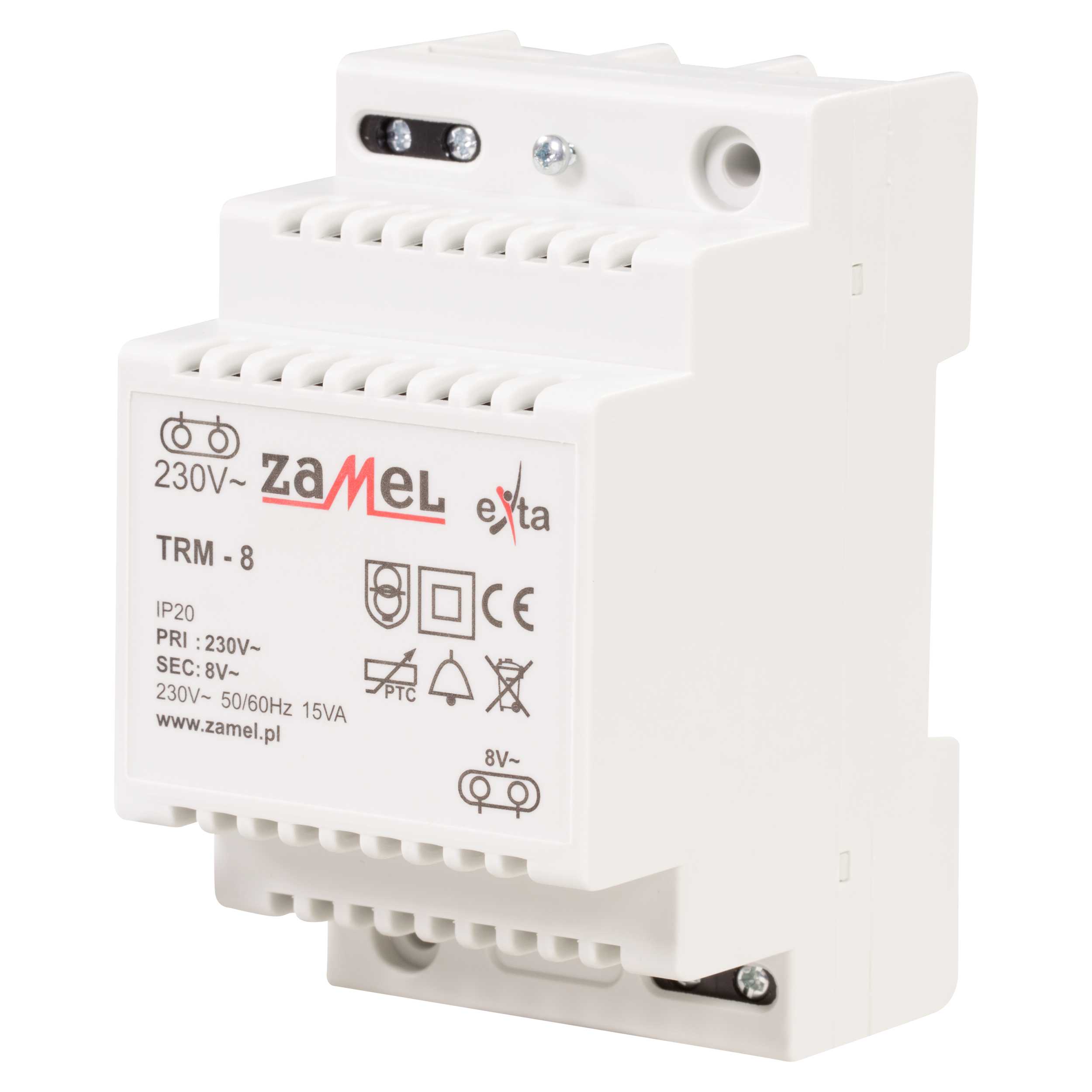 Zamel - ZAMEL TRANSFORMATOR TRM-8 230vAC,8vAC,1.9A,IP20