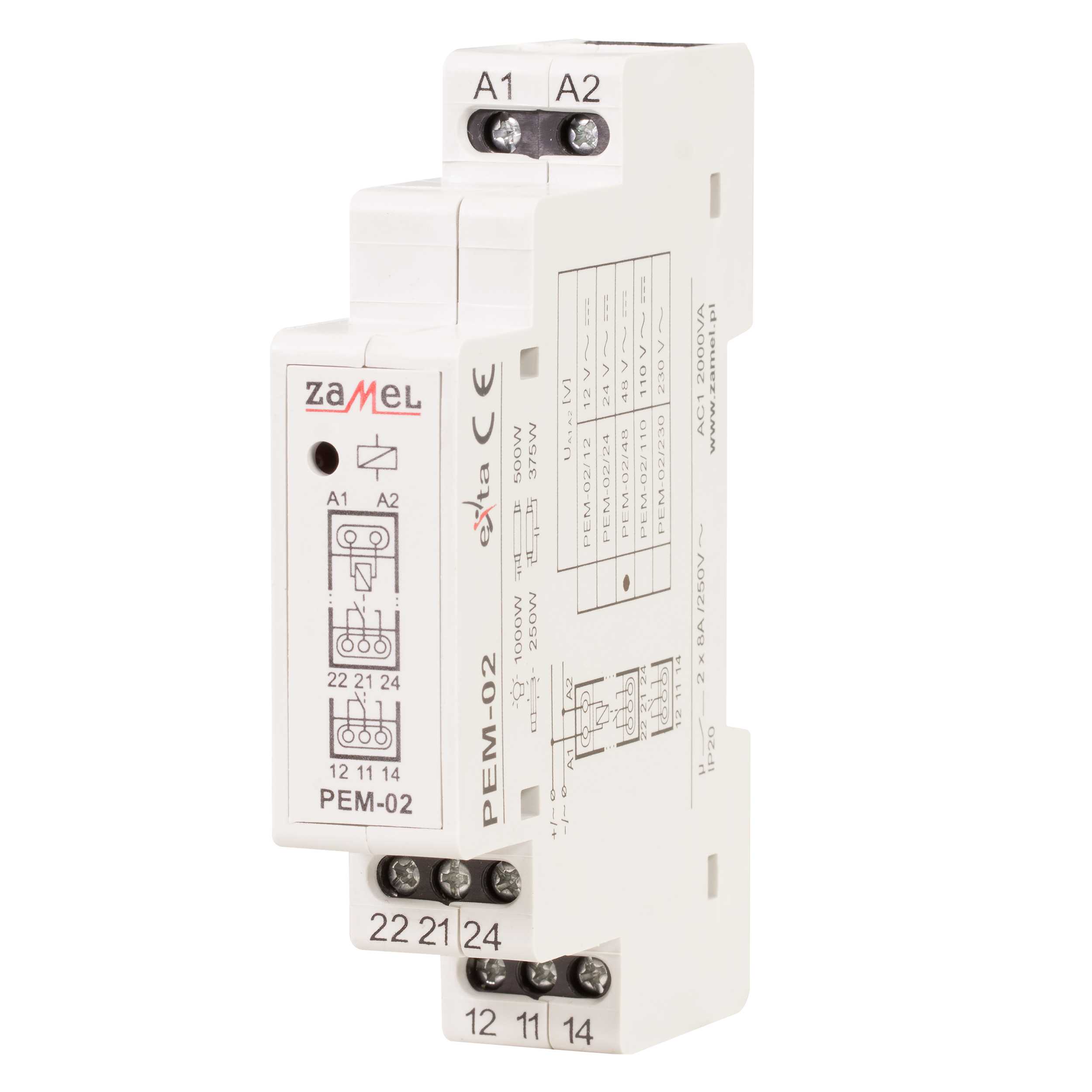 Zamel - ZAMEL RELE NO/NC PEM-02/024 24vAC/DC,250v,2NO/NC,8A,IP20