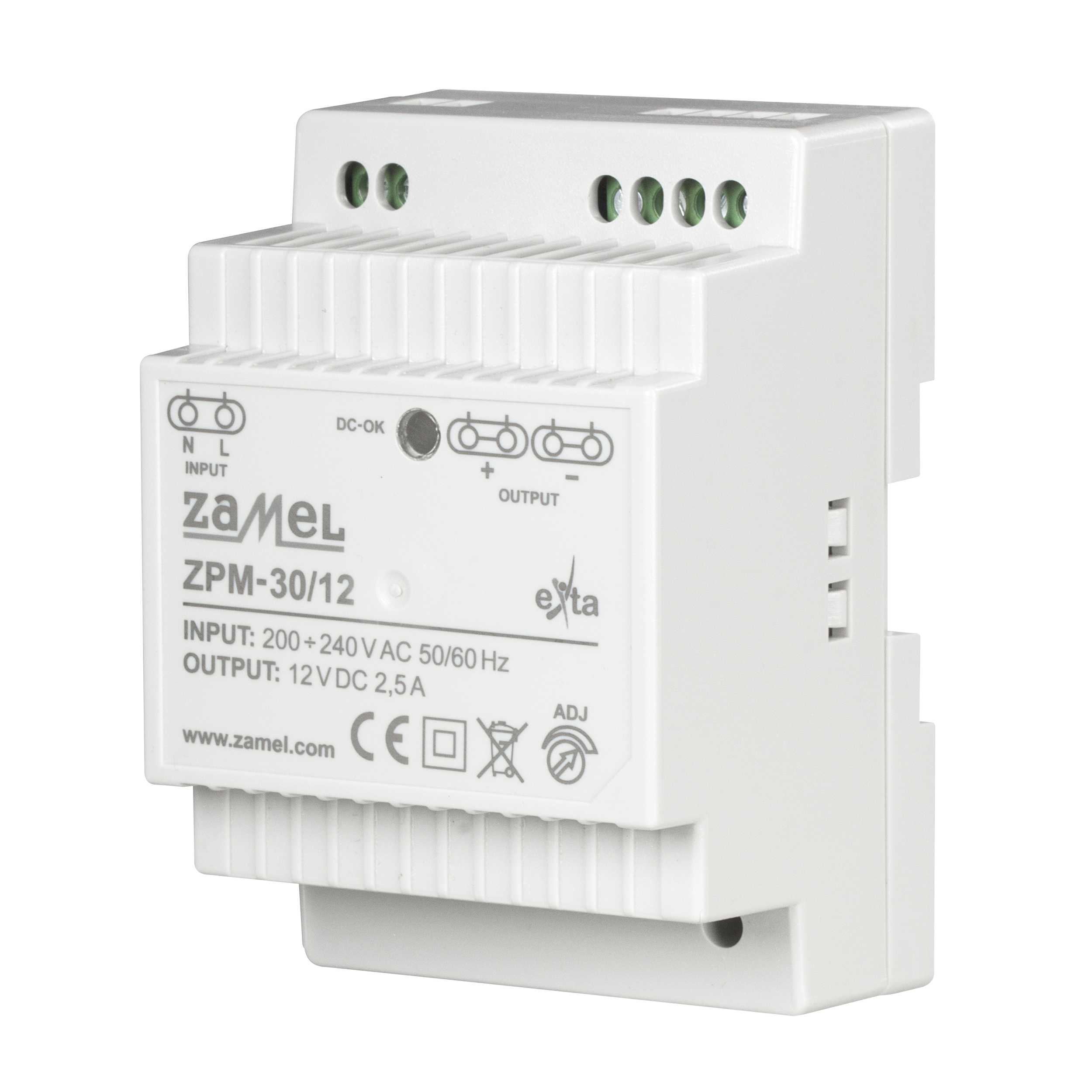 Zamel - ZAMEL STRØMFORSYNING IMPULS ZPM-30 230vAC,12vDC,2.5A,30W,IP20