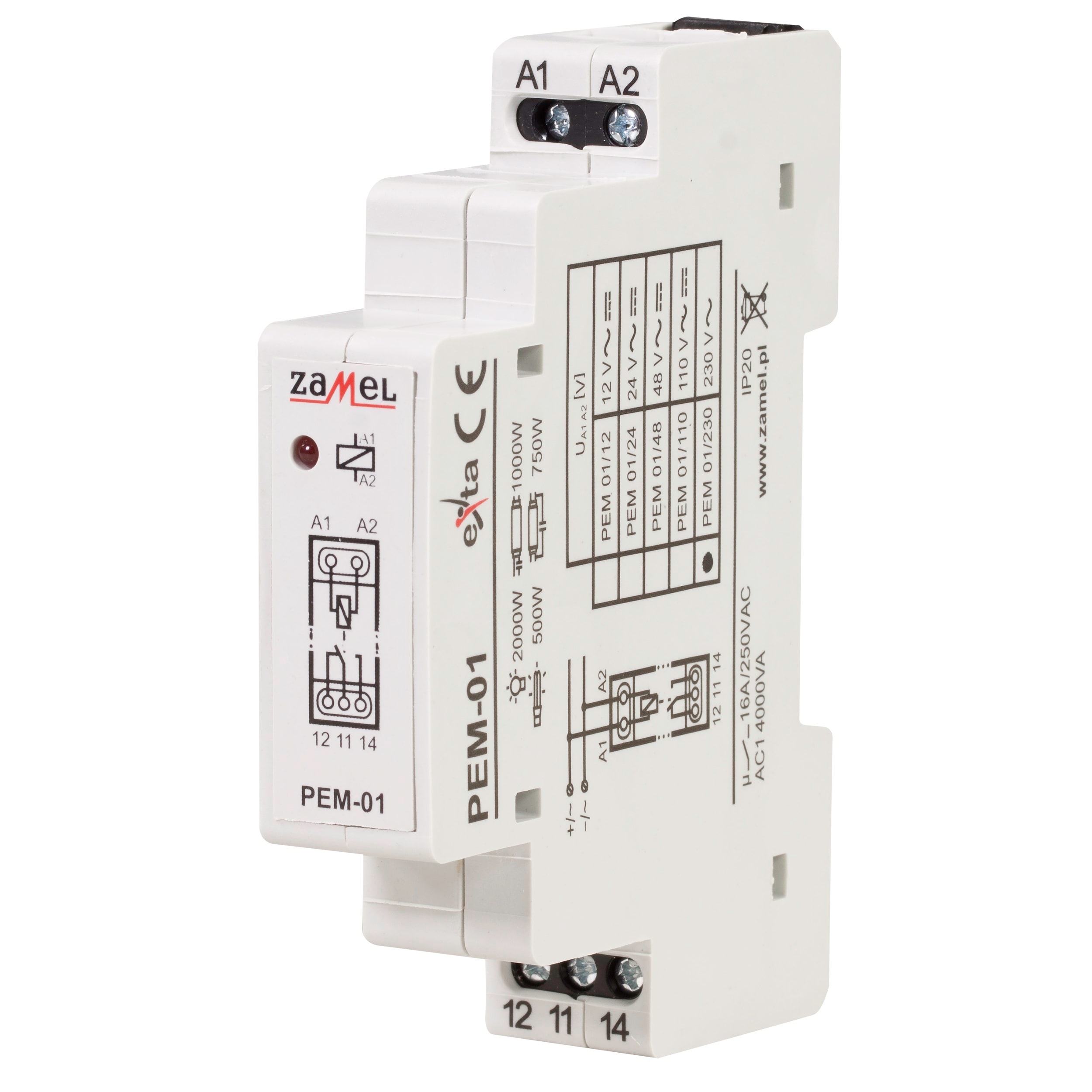 Zamel - ZAMEL RELE NO/NC PEM 01/230 230vAC/DC,250v,1NO/NC,16A,IP20