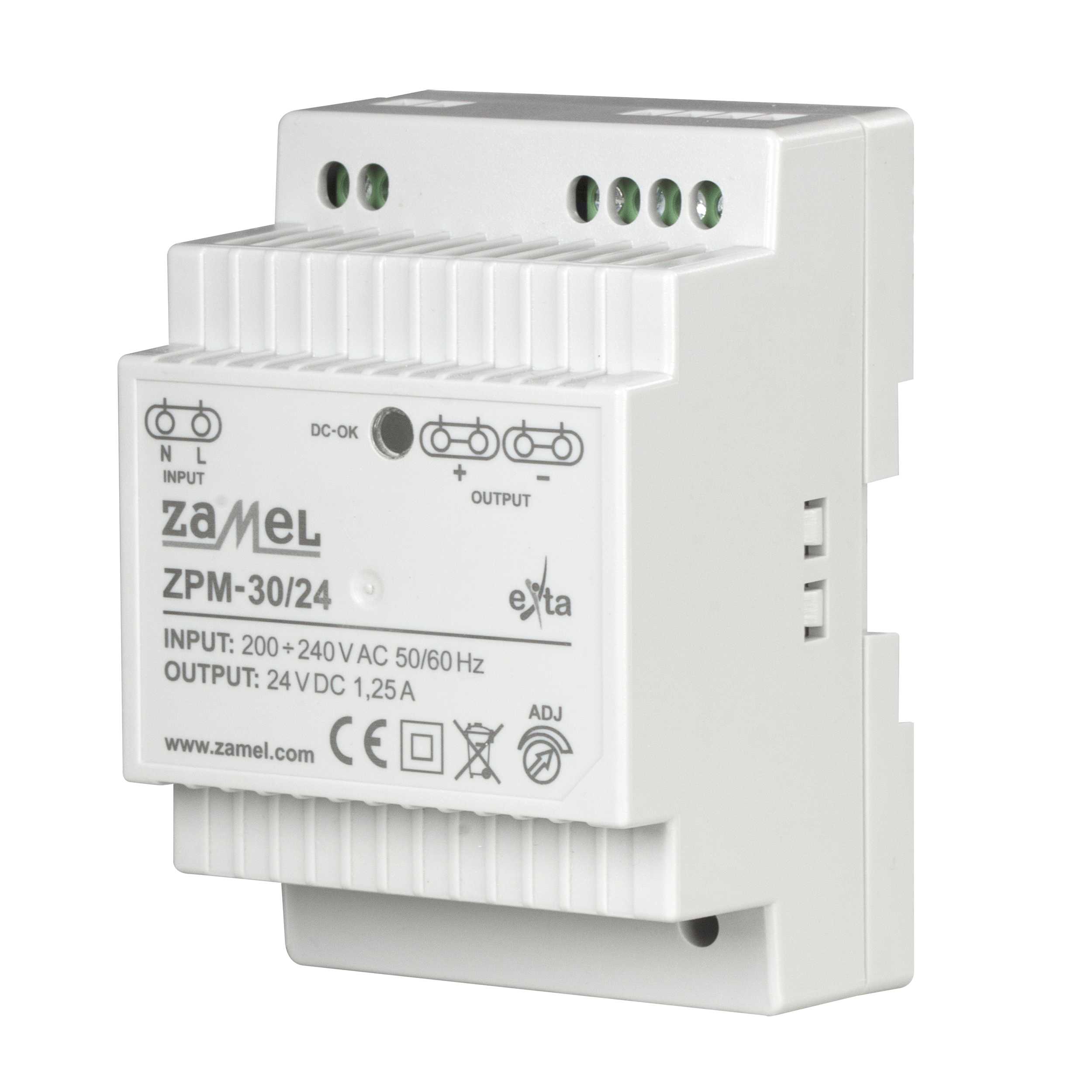 Zamel - ZAMEL STRØMFORSYNING IMPULS ZPM-30 230vAC,24vDC,1,25A,30W,IP20