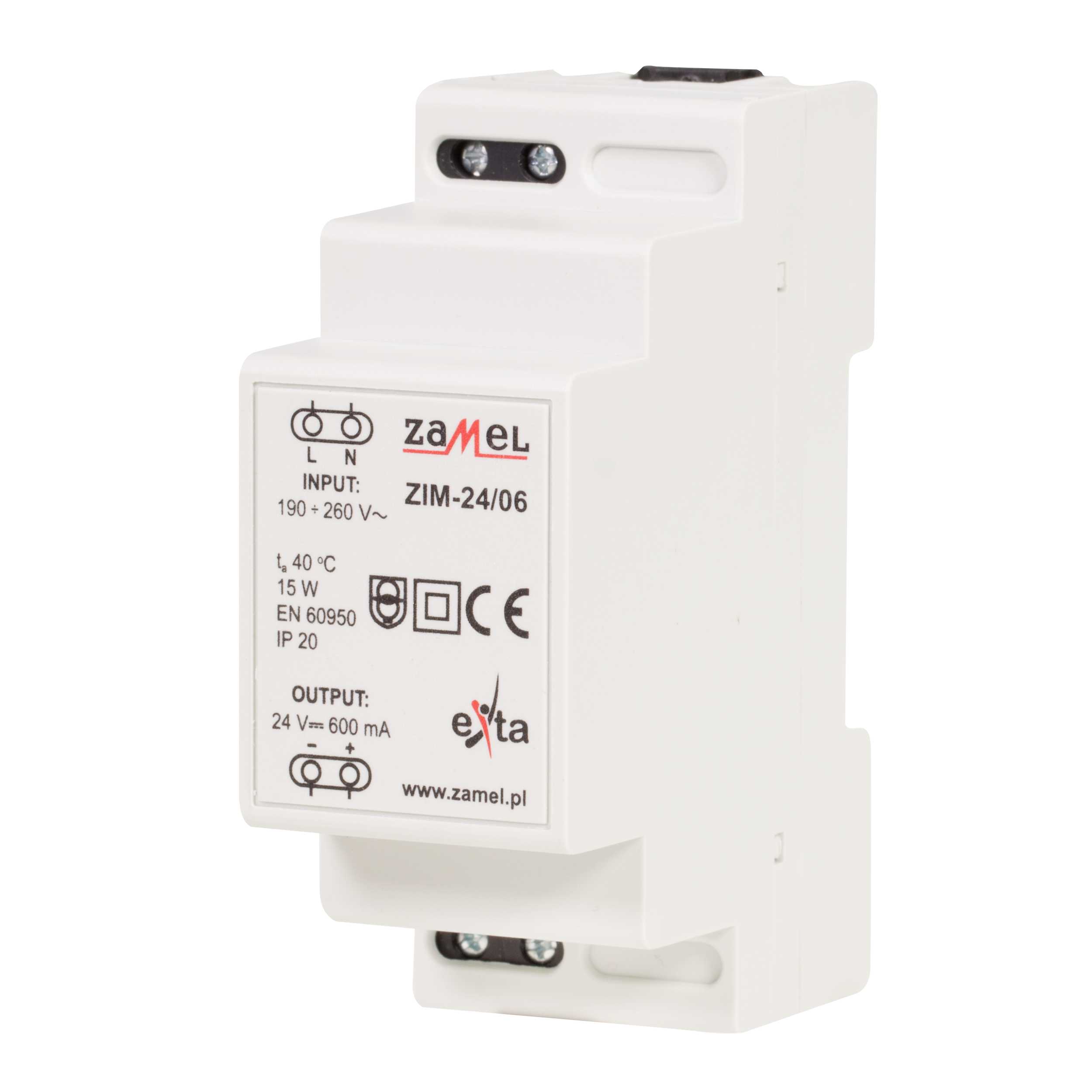 Zamel - ZAMEL STRØMFORSYNING ZIM-24/06 230vAC,24vDC,0.6A,14.4W,IP20