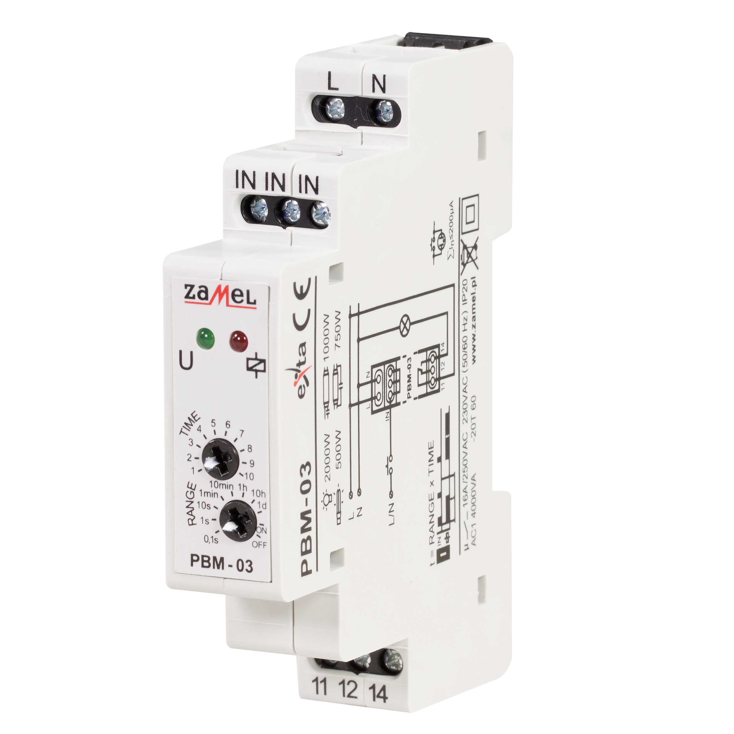 Zamel - Zamel PBM-03 230vAc, tidinnstillinger, 1NO, 1