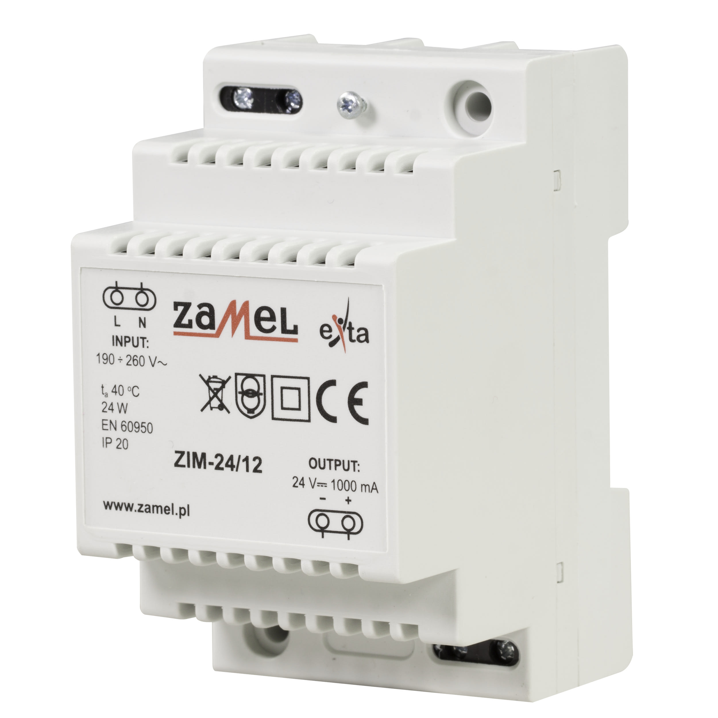 Zamel - ZAMEL ZIM-24/12 DIN 24VDC/1A STRØMFORSYNING