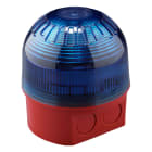 Klaxon - Komplett xenon lampe med blitz lys. 10-60VDC, 700mA, blå blitz, IP65. 104mm x 100mm dia.
