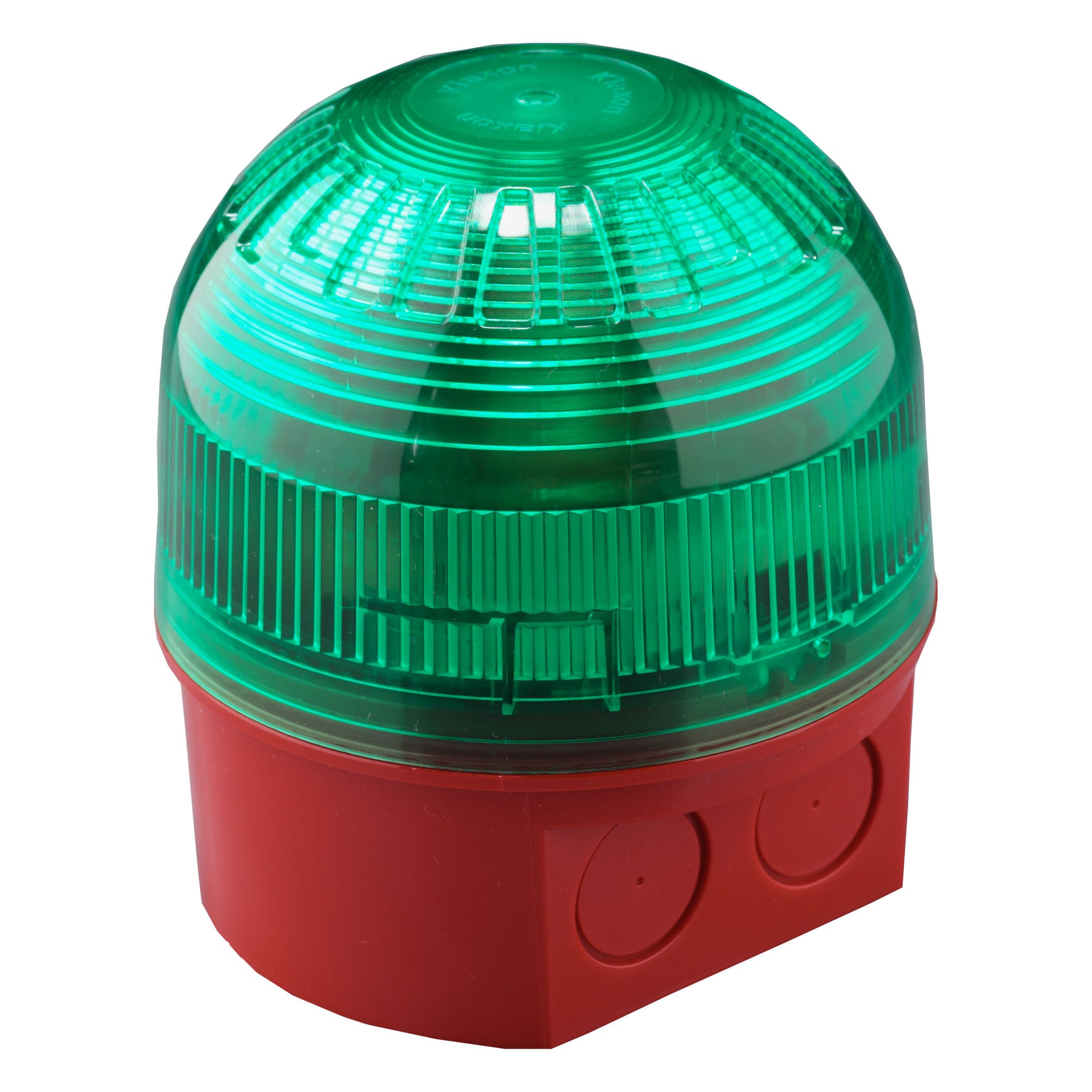 Klaxon - Komplett xenon lampe med blitz lys. 10-60VDC, 700mA, grønn blitz, IP65. 104mm x 100mm dia.