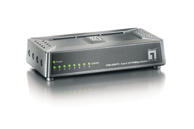 LevelOne - SWITCH BORD 8 PORT 10/100MBPS  LEVELONE VEGG/BORD MODELL