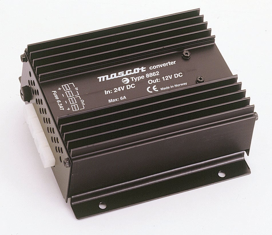Mascot - 8862 Converter Switch mode - 24/12VDC stablisert - 6A kont./10A kortv - med galvanisk skille