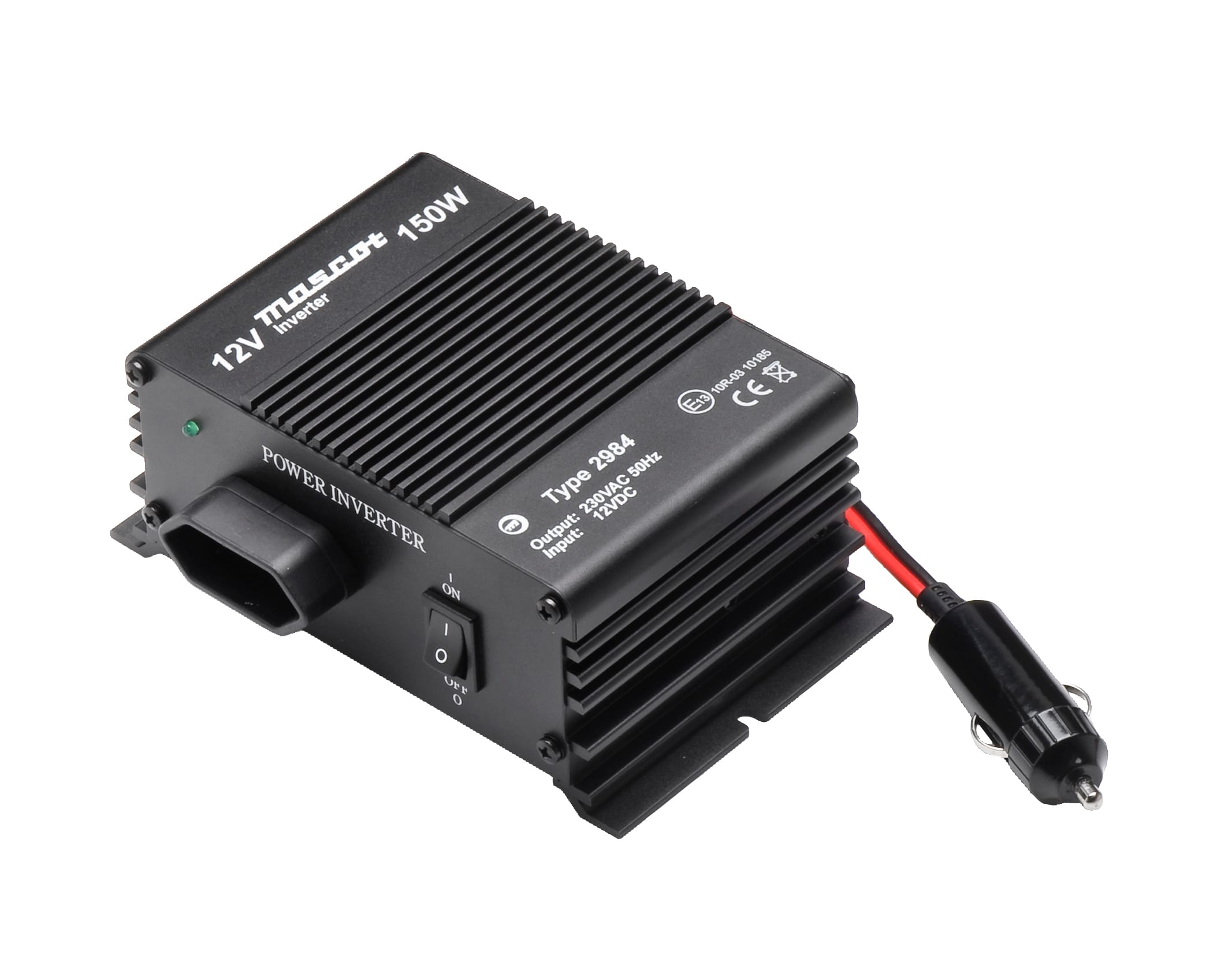 Mascot - 2984 Inverter Modifisert sinus Switch mode - 12VDC/230VAC - maks 150W - Sigarett-tenner plugg