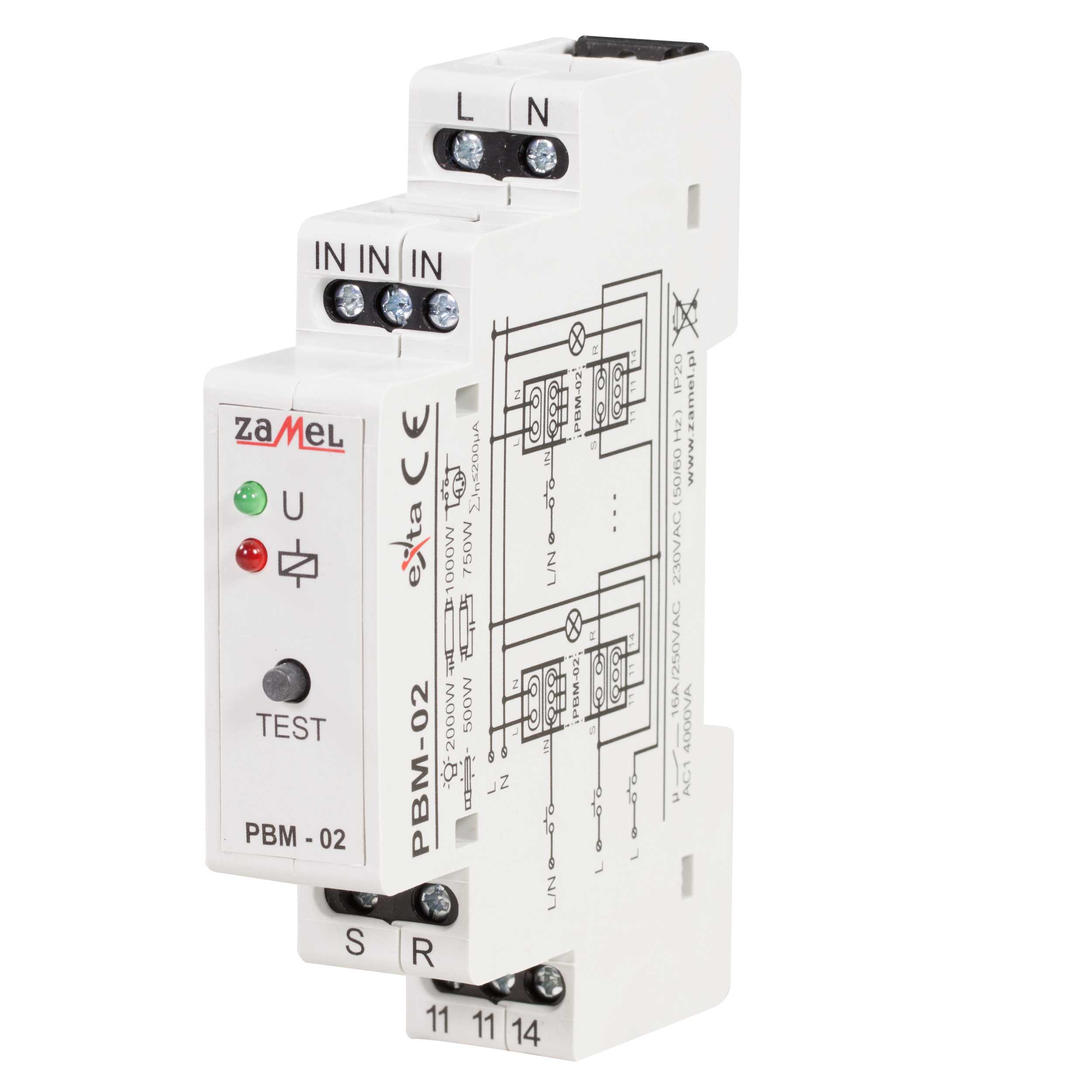 Zamel - Zamel PBM-02 230vAc, 1NO, 16A, IP20