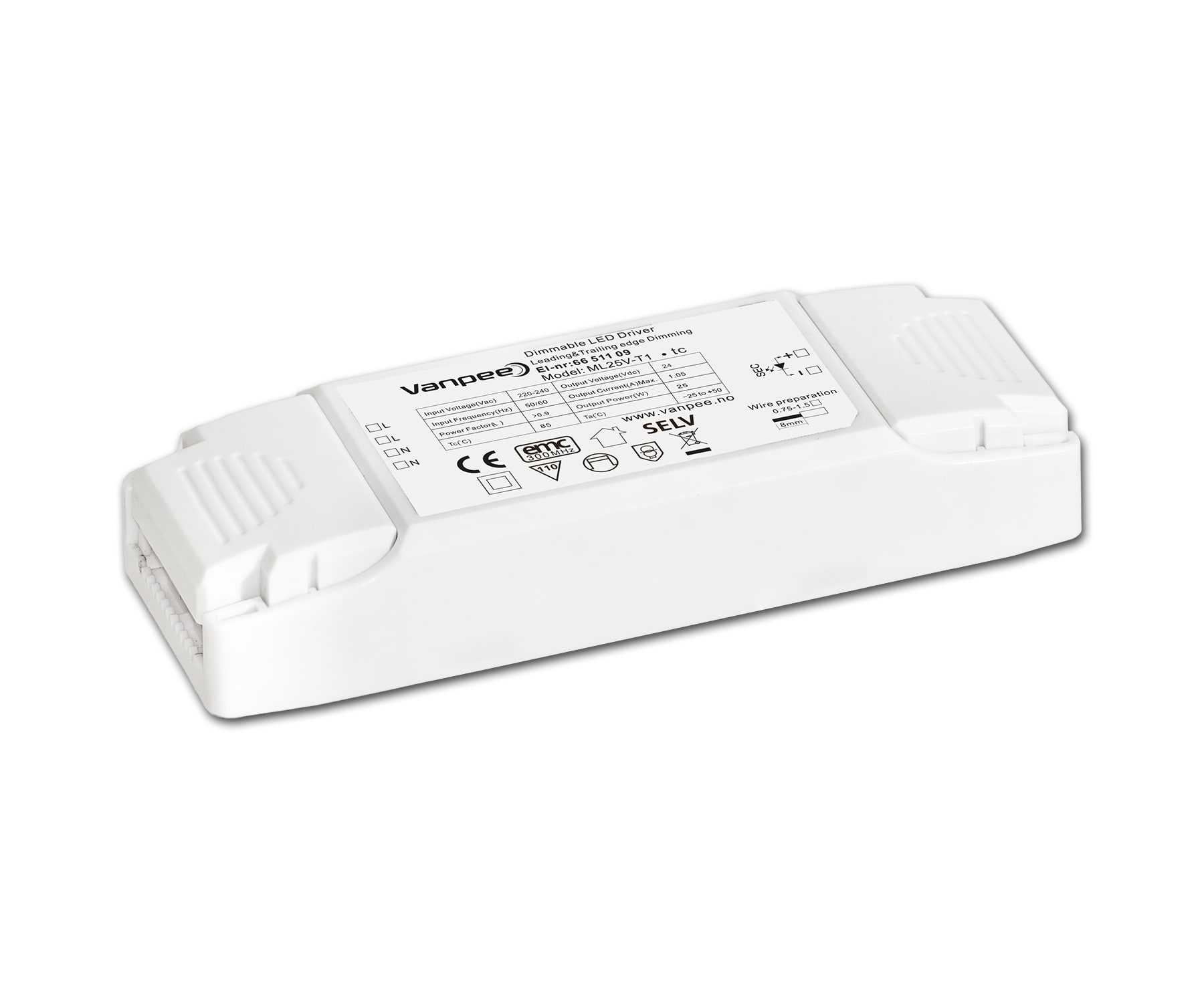 Merrytek - LED Driver 25W/24V DC Faseavsnitt