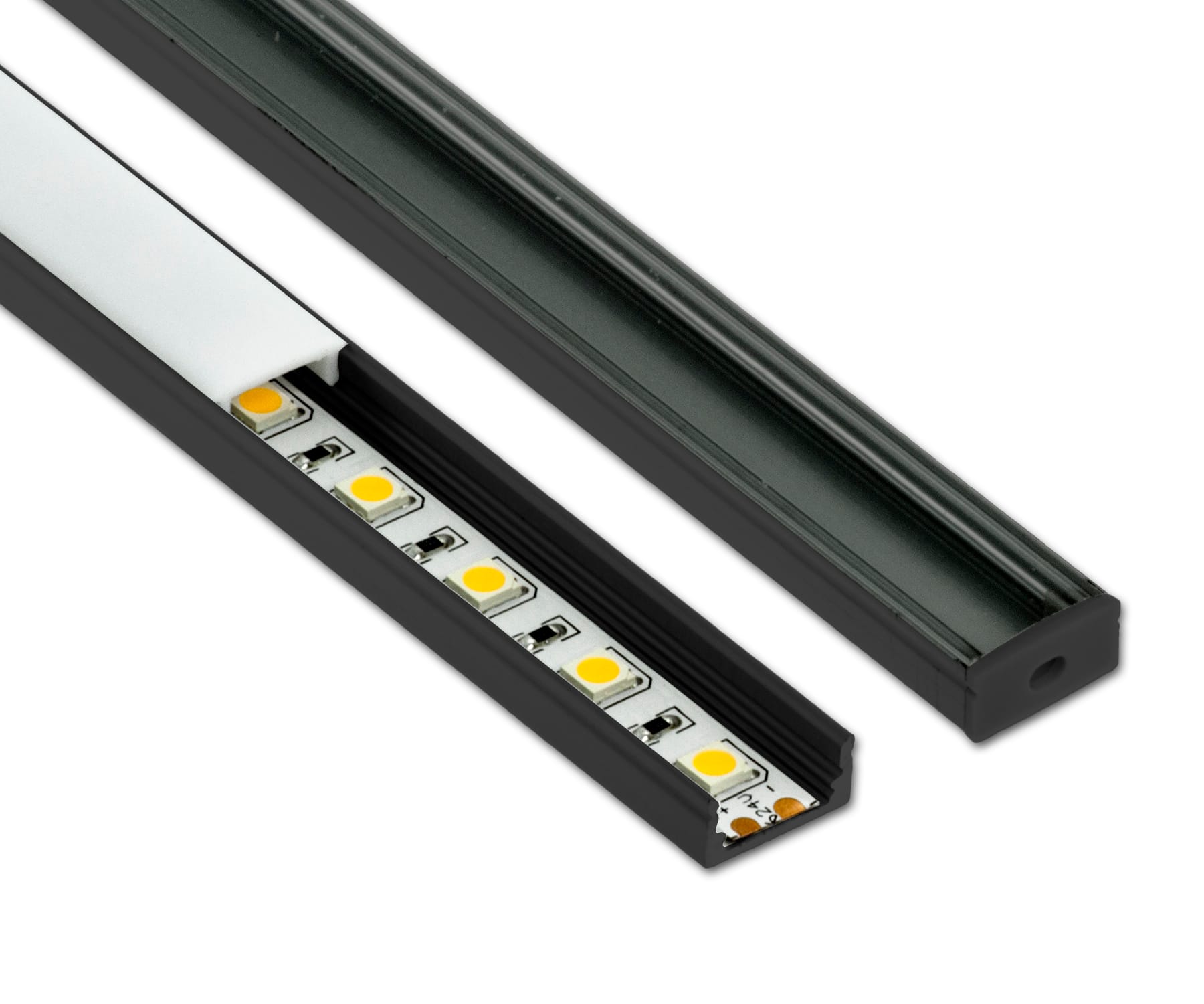Vanpee - Alu.profil slim Svart 2M Opal/klar 12mm