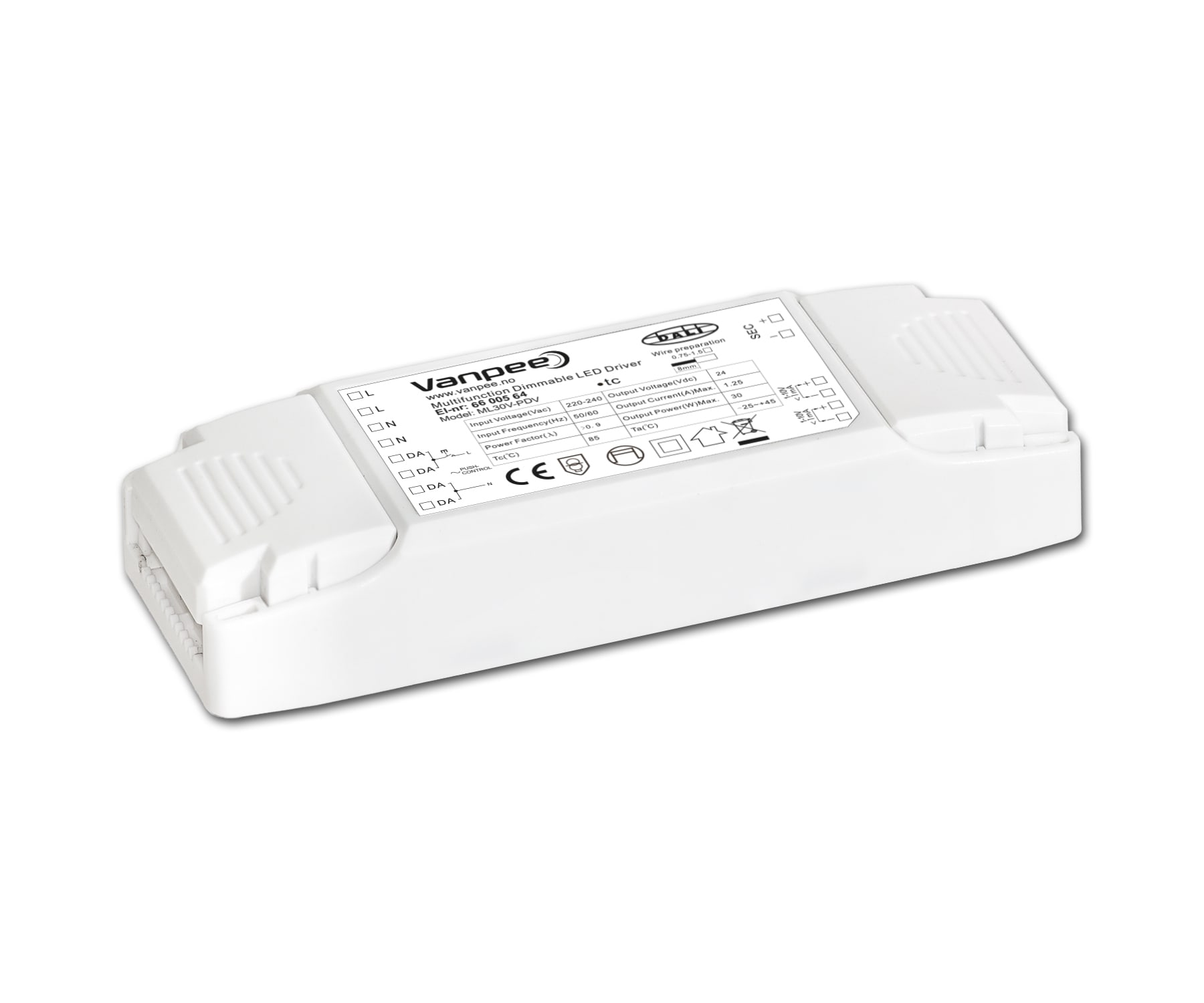 Vanpee - LED Driver 24V 30W Dali / 1-1