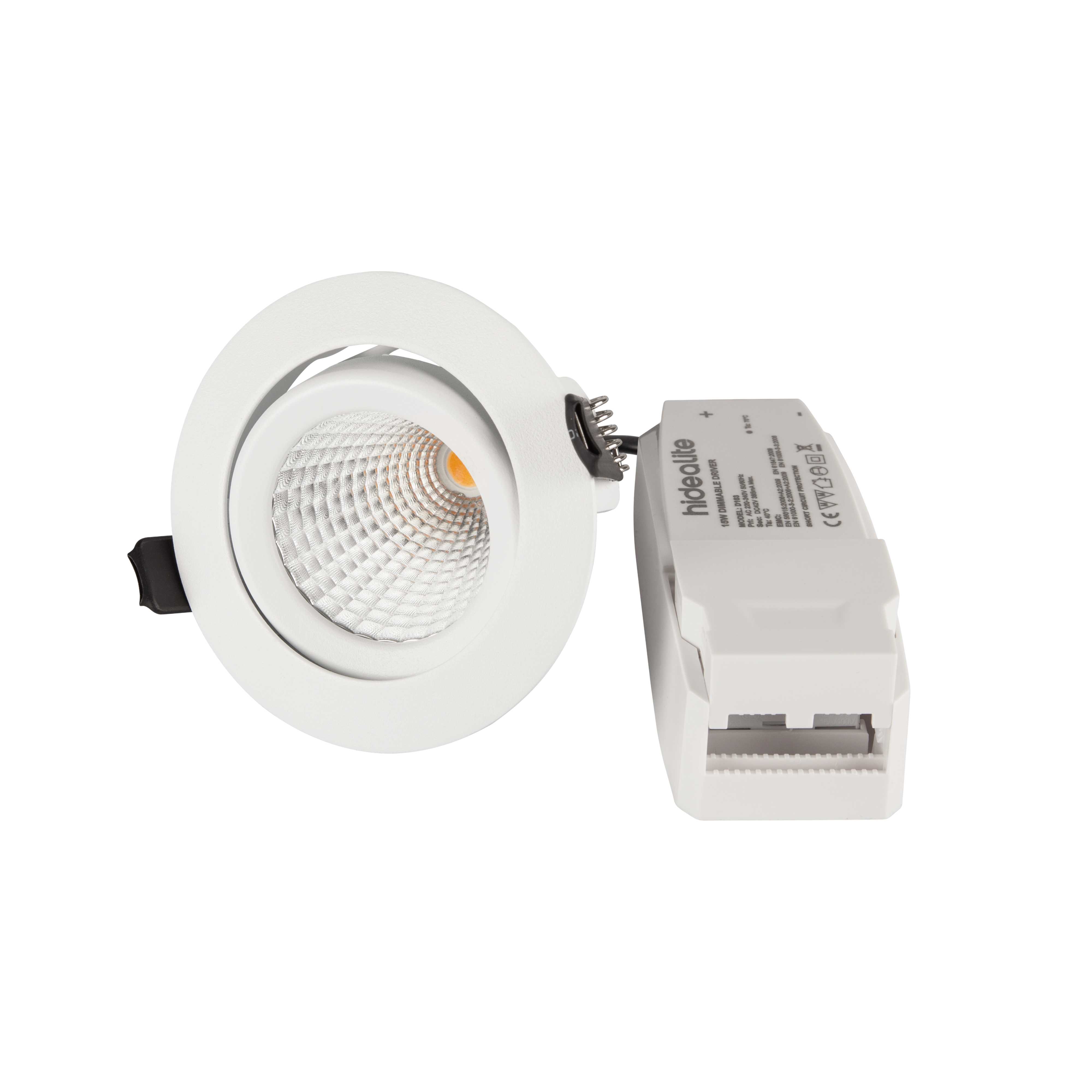 Hide-a-lite - LED-downl. Optic XL Tilt 4000K, 1025lm, Ra>90, 20° tilt, 15W, IP44. (L70) 50 000h. Inkl driver 230V