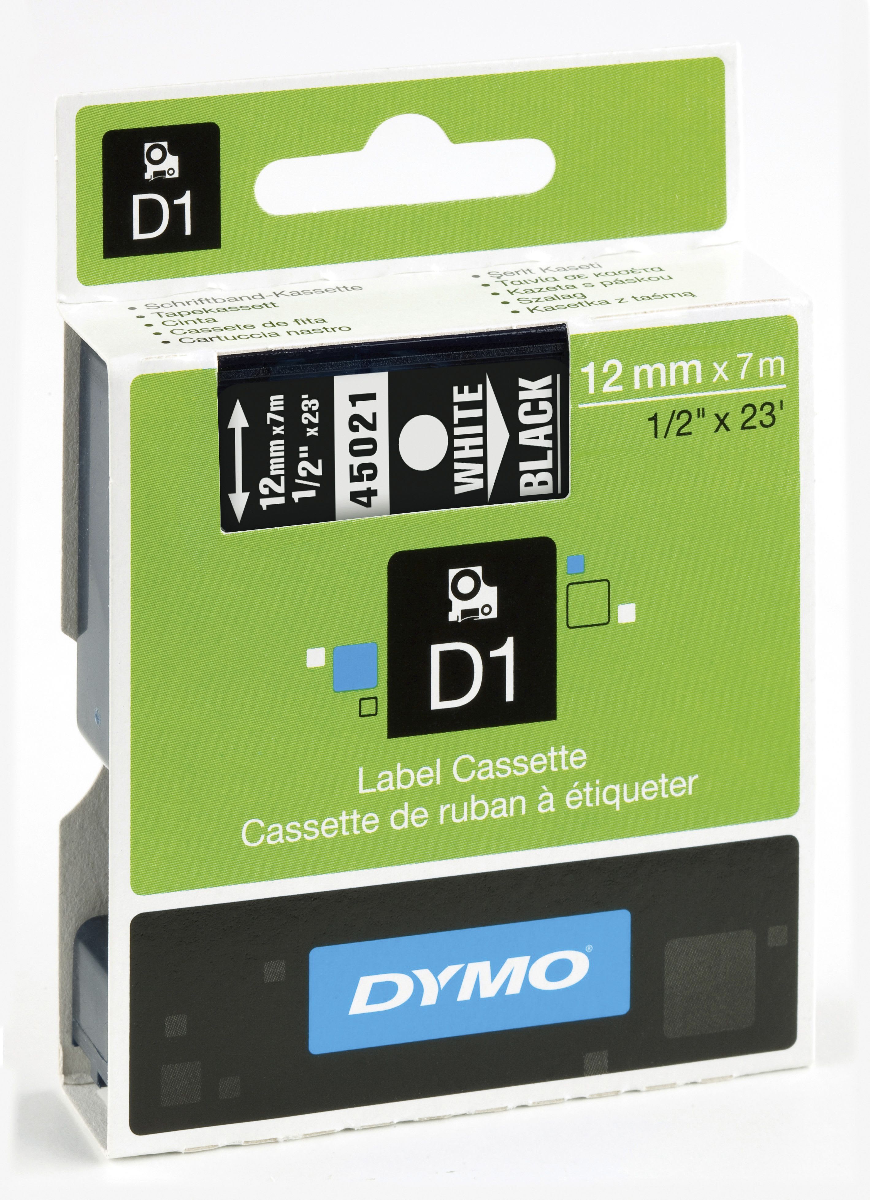 Dymo - D1 12MM HVIT/SORT