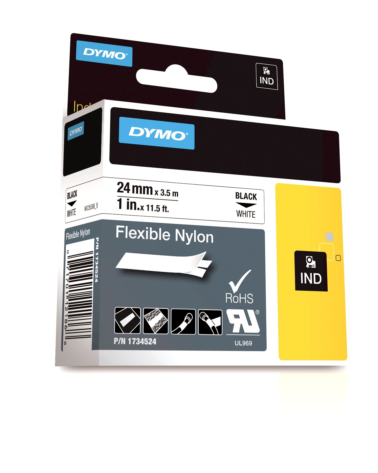 Dymo - 3M FL.NYLON 24MM SORT/HVIT (P