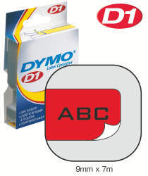 Dymo - D1 9MM SORT/RØD