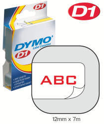 Dymo - D1 12MM RØD/HVIT